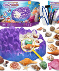Ocean Fossil Dig Kit For Kids Dig Up Real Shells And Seasnails Excavation STEM Marine Biology And Geology Science Toy 20 Plus Fossils Hidden In A Coral Shaped Dig Brick Educational Hands On Discovery Gift For Boys And Girls Ages 6 And Up, purple coral dig brick with shells