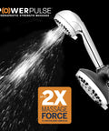 High Pressure 2 In 1 Shower Head System With Handheld Spray And 5 Foot Hose in action, PowerPulse massage, chrome finish