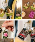 Bulk Sublimation Keychain Blanks Set For Heat Press DIY Projects with various custom prints including dogs and flowers