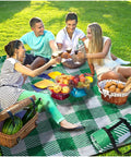 Oversized Picnic Blanket 80 By 80 Inches Waterproof And Sandproof For Beach Park Camp Ground Mat Great For Family Hangouts And 4 To 8 Adults Lightweight Easy Clean Outdoor Essentials under group having picnic