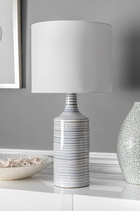 Cozy Linen Shade Table Lamp For Any Room on modern side table with textured ceramic base and gray linen shade