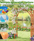 84 Inch Wooden Garden Arch With Seventeen And A Half Inch Lattice Side Panels Trellis For Climbing Plants Outdoor Yard Wedding Backdrop And Lawn Decor Durable Arbor For Roses Wisteria Ivy Easy Setup And Weather Ready covered in flowers