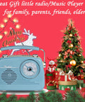 Grab N Go Portable AM FM Shortwave Radio Bluetooth Speaker in festive holiday setting with gifts and decorations