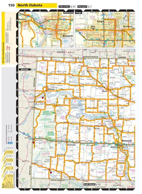 Large-Scale Motor Carriers Road Atlas For Truckers With 37 Percent Bigger Maps, Extra Large Type, Laminated And Stain-Resistant Pages, Tough Spiral Bind, 324 Pages Of State Routes And Comprehensive Coverage, North Dakota map spread
