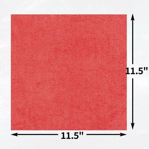 Bulk 100 Pack Microfiber Shop Towels 11.5 By 11.5 Inches Red Lint Free Non Scratch Paint Safe Cleaning Rags for detailing projects