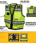 Rock Solid Class 2 High Visibility Surveyor Vest Xl Zipper Closure Hella Reflective Stripes Durable Mesh Build with radio pocket.