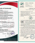 Certificate of Conformity for MMA Welder Kit 110V 120V Stick Welder shown in official document layout