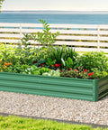 Raised Garden Bed Kit 6x3x1 Ft Outdoor Galvanized Metal Planter Box with plants, safe rolled edges, built to last.