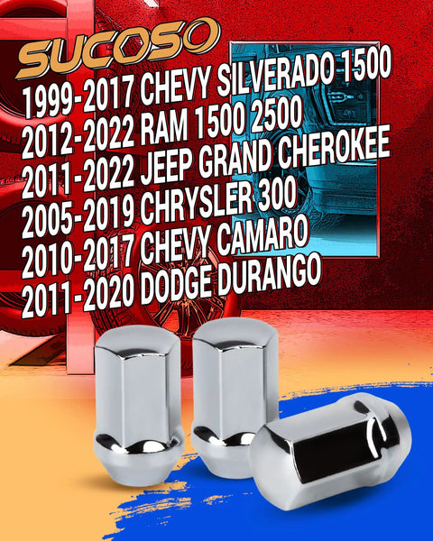 Chrome Lug Nuts 24 Pack For M14x1.5 Conical Seat OEM Style Replacement Kit Fit Chevy Silverado 1500 1999-2017