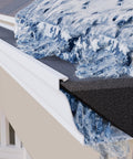 Foam Gutter Guard K-Style Gutter Filter Insert 6 Inch Surface Coated For Year Round Leaf Protection Plus Easy DIY Installation For 40 Feet Across 10 Sections installed on a roof during icy conditions.
