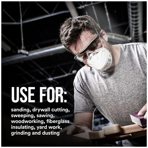 N95 Respirator Mask For Drywall Sanding All Day Comfort NIOSH Approved 95 Percent Filtration Advanced Filter Media For Easy Breathing Cushioned Nose Foam Adjustable Nose Clip Stretchable Straps 20 Pack Model 8210D20DC