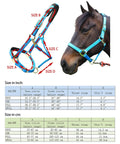 Diagram of Heavy Duty Adjustable Horse Halter With Soft Nylon And Waffle Neoprene Cushions On Crown And Nose Built Tough Detachable