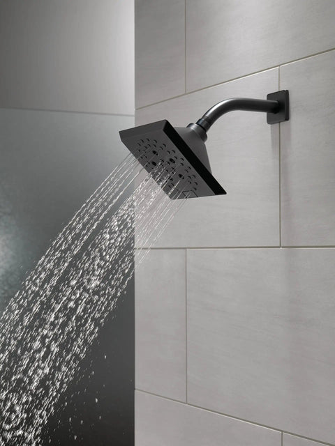 5 Setting Matte Black Shower Head With H2Okinetic PowerDrench Spray Delivers 3X Coverage, 6 Inch Square Showerhead, 1.75 GPM Flow Rate, Full Body Massage Modes For A Spa Level Shower Vibe