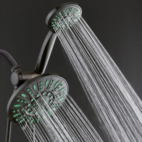 Antimicrobial Anti Clog 30 Setting High Pressure Rain Shower Head With Microban Nozzle Protection in oil rubbed bronze finish.