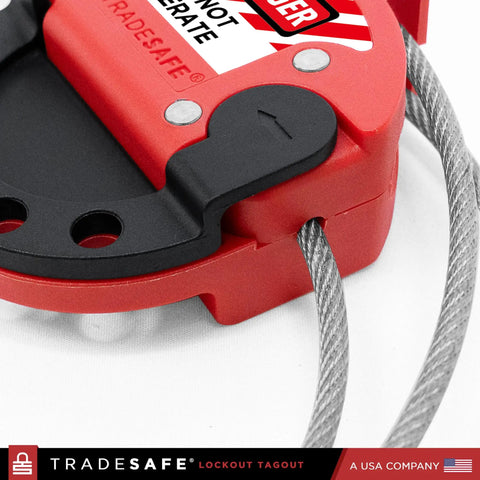 Close-up of 6 Foot Adjustable Lockout Cable With Vinyl Coating Stainless Steel 5/32 Inch Cable For LOTO Locks
