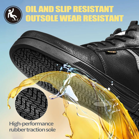 Solid Non Slip Work Boots With Legit Grip And Waterproof Build For Chefs Restaurant Staff And Delivery Crew Seeking Lightweight Gear That Keeps Your Kicks Dry On Greasy Or Wet Kitchen Floors During Every Shift