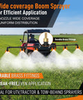 Boom Sprayer Kit For ATV And UTV Tow Behind Sprayers With Wide Coverage Attachment And 6 Nozzles Brass Fittings spraying field.