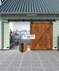 12 Foot Black Exterior Sliding Barn Door Hardware Track Kit Heavy Duty Track Set for outdoor walls, installed view