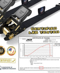 Beefy Heavy Duty Ratchet Tie Down Straps 1 Inch By 15 Feet Pack Of 4 With 1823 Lbs Break Strength Black, lab-tested certification.