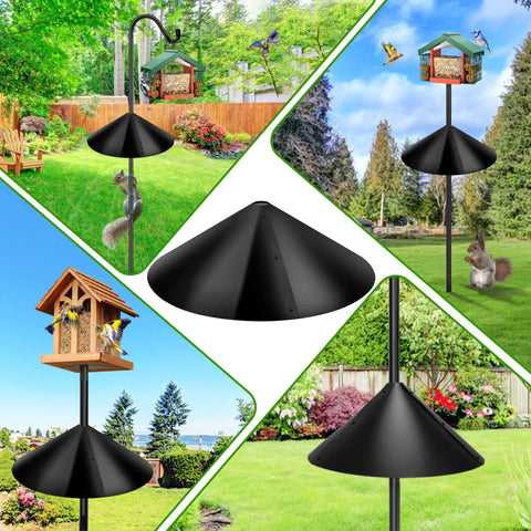 Squirrel Proof Baffle For Bird Feeder Pole Mount Outdoor Guard Stopper Black 16 Inch Easy Install Slope Design with birds