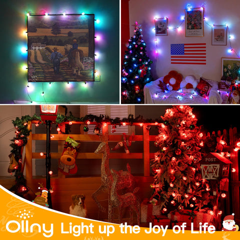 Lit 30Ft Outdoor String Lights RGBW With 30 Edison LEDs Waterproof in festive indoor holiday settings with colorful decor