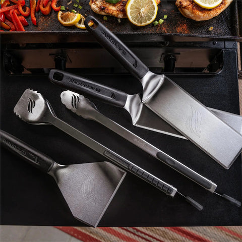 Griddle Tool Kit For Outdoor And Indoor Grillin Grilling Heat Resistant Stainless Steel BBQ Utensils Including Two Long Spatulas