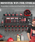 Garage Ready Heavy Duty Power Tool Organizer With Built In Eight Outlet Surge Protected Charging Station And Wall Mount Drill Holder for garage storage
