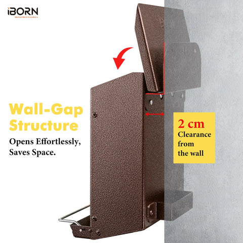 Side view of weatherproof metal wall mounted bird feeder with heavy duty roof and 2 cm wall clearance, for outdoor mounting.