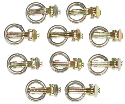 Beefy E-Track O Ring Tie-Down Anchors With Spring Loaded Mechanism, Industrial Strength Cargo Tie Downs, 10 Pack
