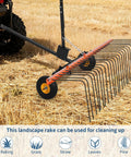 60 Inch Tow Behind Lawn Dethatcher And Landscape Rake With 24 Tines Heavy Duty Steel Pine Straw Rake For ATV UTV And Garden Tractors