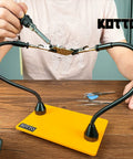 2 Pack Magnetic Flexible Gooseneck Metal Arms With Alligator Clips For Helping Hands Third Hand Tool in use for soldering