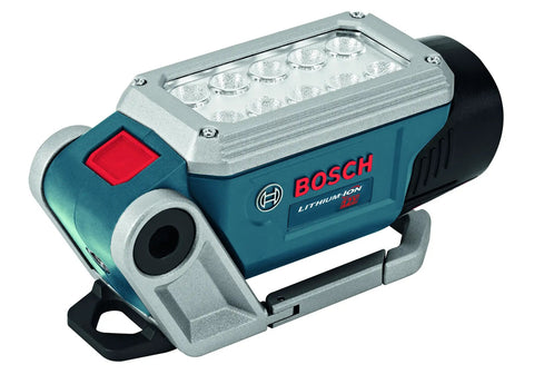 12V Max LED Work Light Bare Tool FL12 With 10 Bright LEDs, Beastly Brightness, side view showing articulation and carabiner clip.