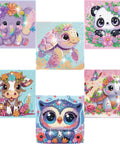 Six Pack 5D Cartoon Diamond Painting Kits For Kids Beginners With Cute Animals, DIY Diamond Art Sets, 6 colorful animal designs
