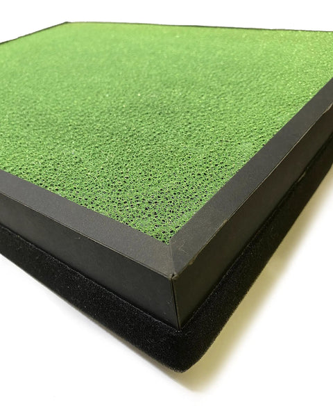 Corner view of 4 In 1 True HEPA Activated Carbon Replacement Filter for HSP002 Smart 2.0 Air Purifier Twin Pack, green layer visible