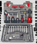 95 Piece Mechanic Tool Set With SAE And Metric Sockets, Wrenches, Pliers And Case for Small Engines, Boats, Bikes, Car Maintenance