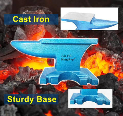 Blue Single Horn Cast Iron Anvil For Blacksmithing And Metal Shaping Beefy Pro Grade Heavy Duty Jewelry Making Tool on coals
