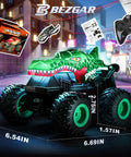 Monster Truck Remote Control Car With Lights And Music 1 To 20 Scale RC Truck For Kids Aged 4 To 7, green monster design