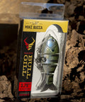 Packaging of Mike Bucca Baby Bull Gill Swimbait, 3.75 Inch, Three Quarters Ounce Ruby Gill, for largemouth bass fishing.