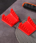 Two Pack Silicone Soldering Stand With Five Slot Magnetic Wire Holder And Soldering Iron Clamp, Red on grey surface