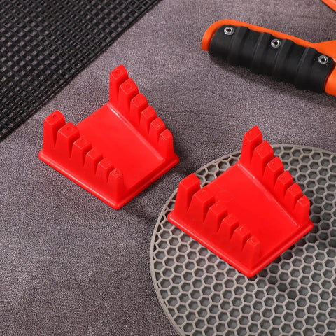Two Pack Silicone Soldering Stand With Five Slot Magnetic Wire Holder And Soldering Iron Clamp, Red on grey surface