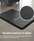 Standing Desk Anti Fatigue Mat 34X22 Inches Cushioned Non Slip Floor Pad for Home Office Kitchen, Black, on a polished floor