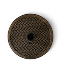 Top view of Heavy Duty 26.5 Lb Bronze Umbrella Stand For Patio Base With 15 Inch Diameter Stone Core And Resin Coating Wind Resistant Fits Poles
