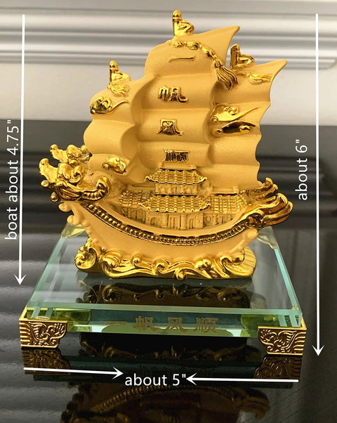 Gold Dragon Feng Shui Sailing Ship Statue For Home And Office Decor Boosts Fortune, Success, And Prosperity Dope Gift