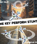 RC Drone Remote Control Airplane Ready To Fly Foam Jet Fighter performing stunts and 360-degree flips outdoors.