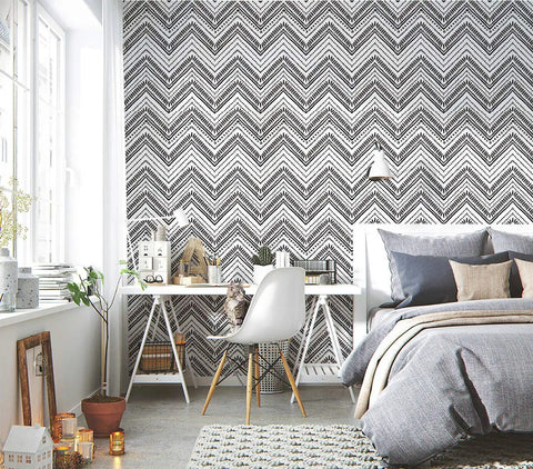Peel And Stick Black And White Boho Geometric Textured Self Adhesive Wallpaper For Bathroom Decor Dope Look Easy To Install