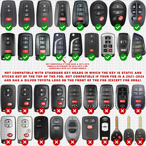 Fresh Replacement Key Fob Batteries For Toyota Remote Keeping Your Vehicle Alive And Running Smooth With Two Cr2032 Cell Packs. Compatible fob images.