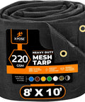 Heavy Duty Mesh Tarp 8 By 10 Black Protective Cover With Air Flow For Tie Downs Shade Fences Canopies And Dump Trucks Sixty Percent Shade Tear Resistant rolled product