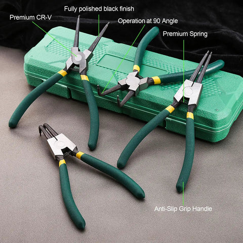 7 Inch Heavy Duty Snap Ring Pliers Set For Retaining Rings Internal And External Removal With Straight Tips Pro Grade Pliers in case