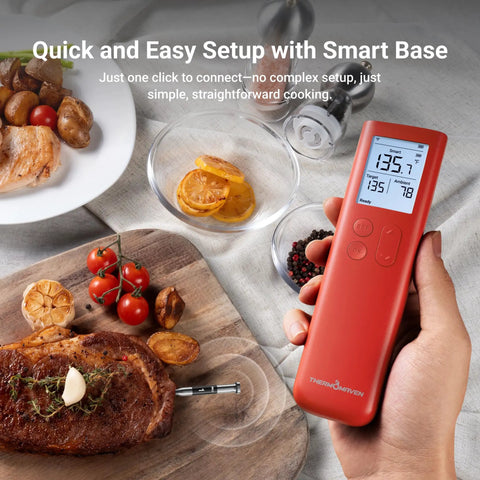 Smart Bluetooth Wireless Meat Thermometer With Standalone Display Base No App Required in kitchen use