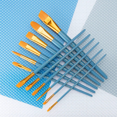 Zip N Close 12 Piece Brush Set In Vinyl Pouch For Acrylics And Watercolor Pro Grade Taklon Brushes With Wood Handles on textured surface
